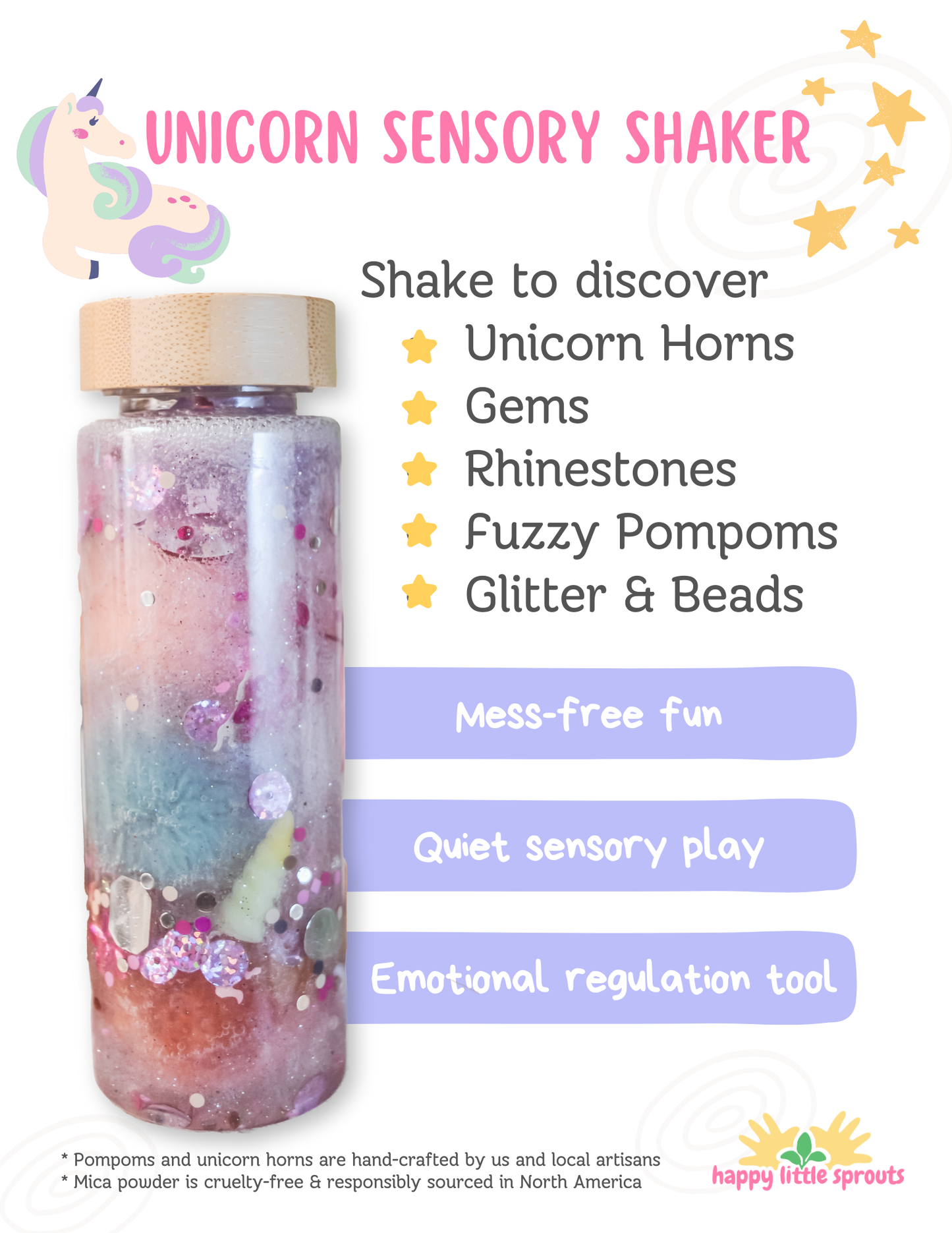 🦄 Unicorn Sensory Shaker – Magical Glitter Sensory Bottle for Kids
