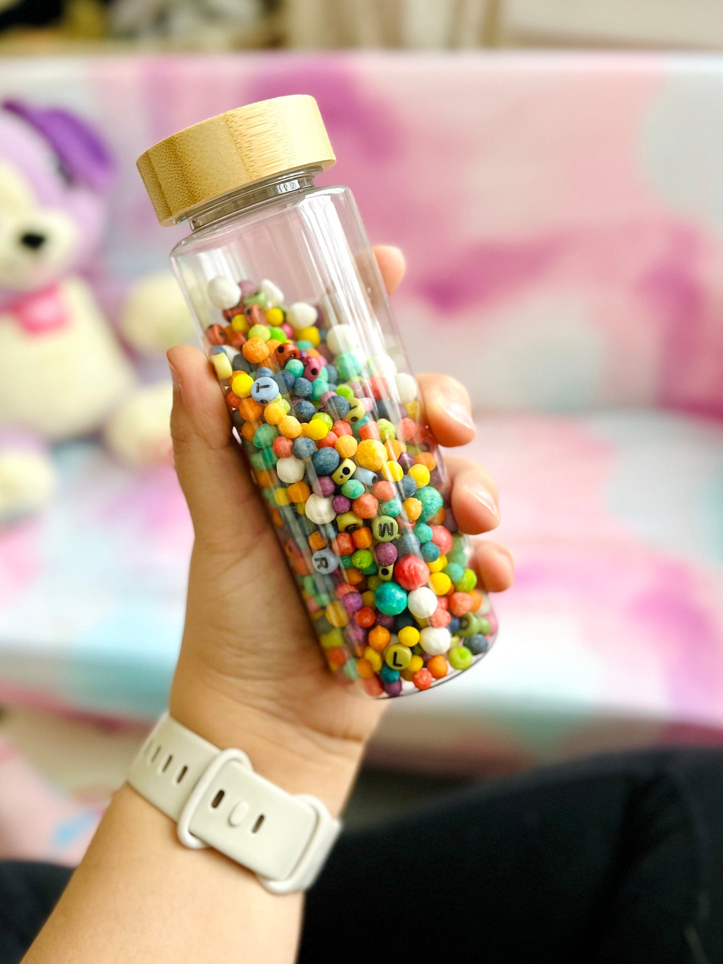 Rainbow Sensory Shaker Bottle | Montessori fidget Bamboo Bottle