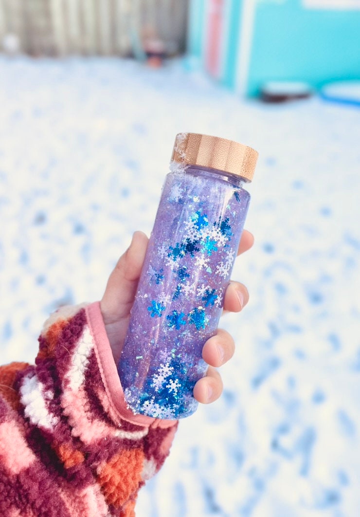 Blizzard Sensory Shaker calm down | Montessori fidget Bamboo Bottle