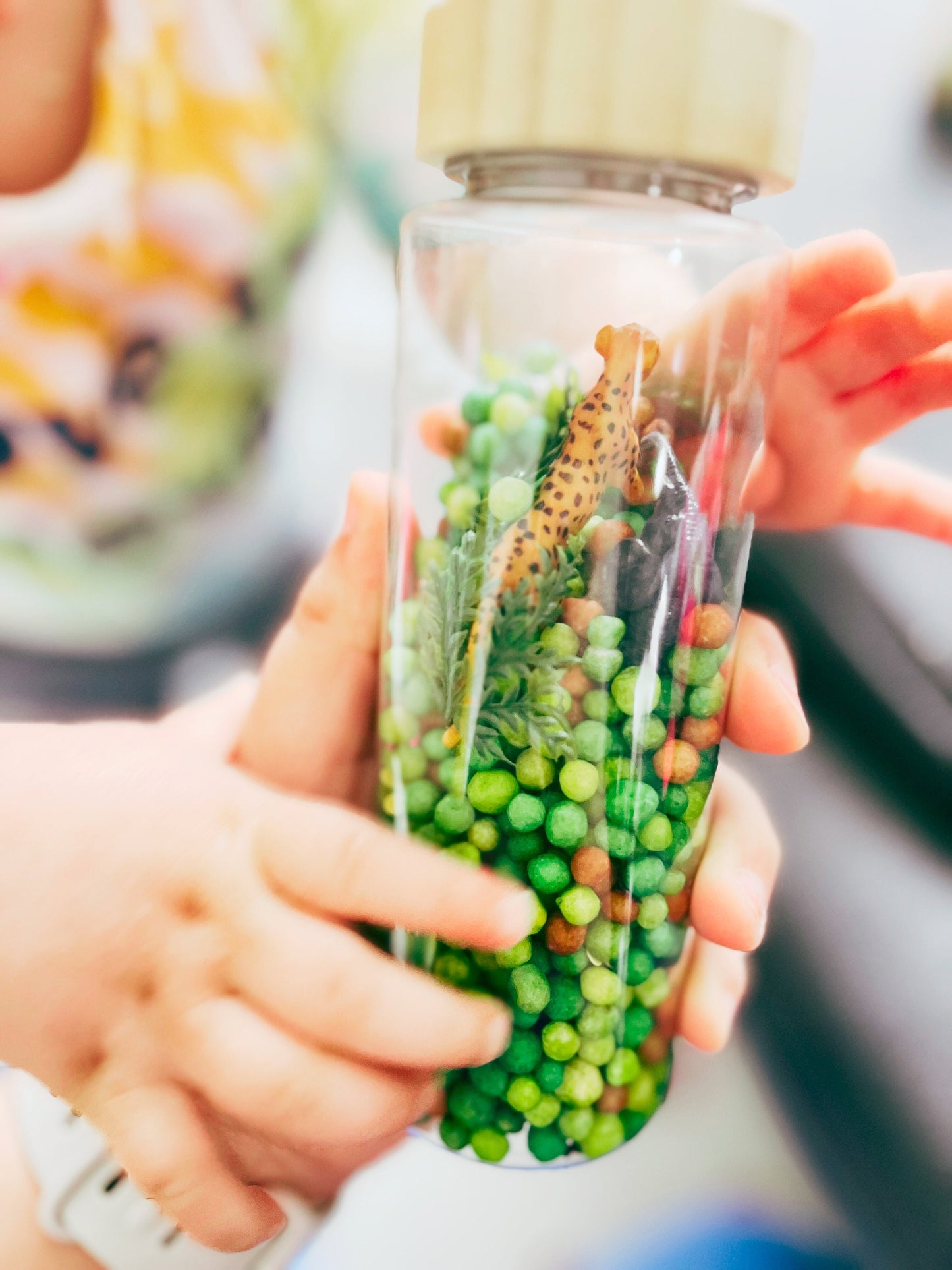 Wild World Sensory Shaker Bottle | Montessori fidget Bamboo Bottle