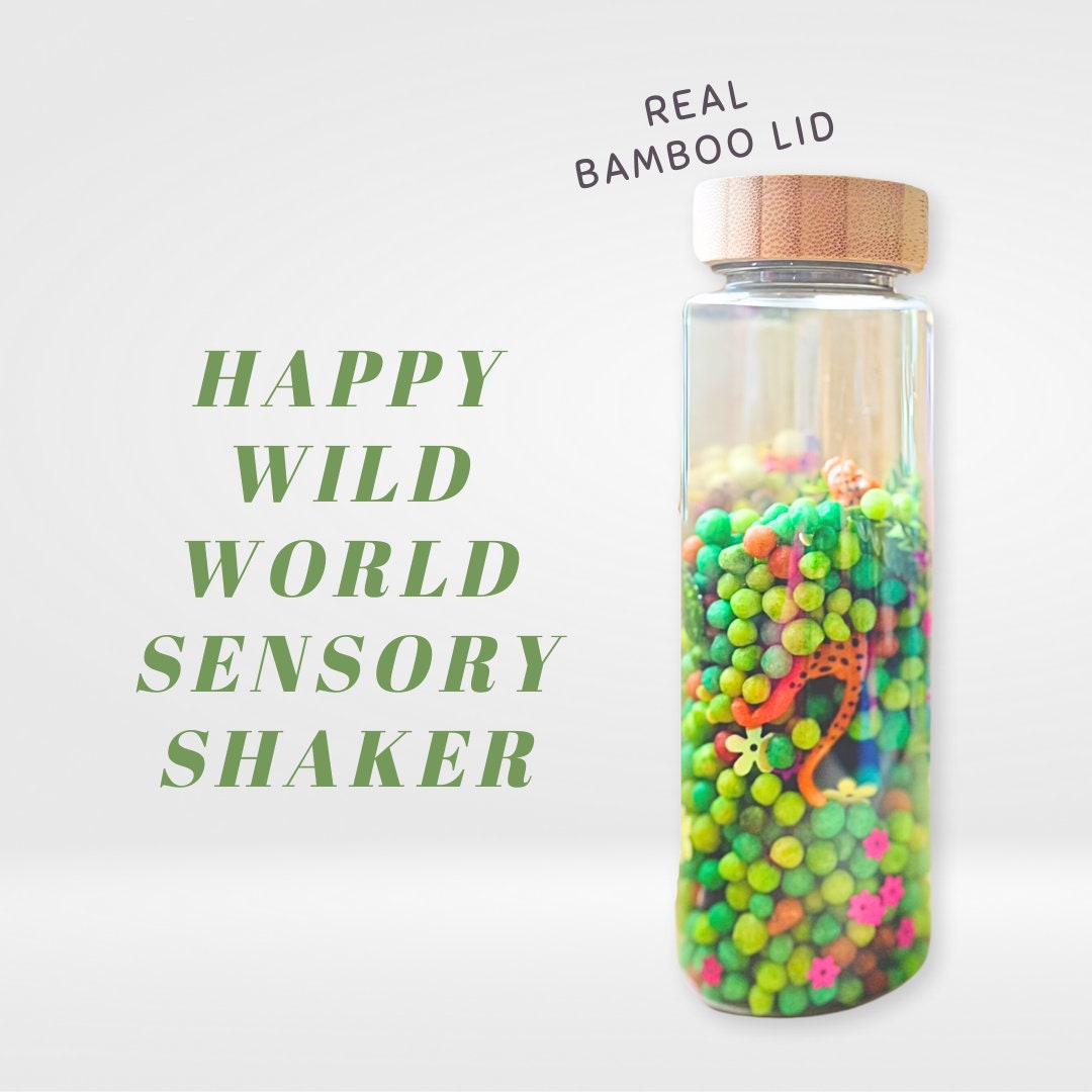 Wild World Sensory Shaker Bottle | Montessori fidget Bamboo Bottle