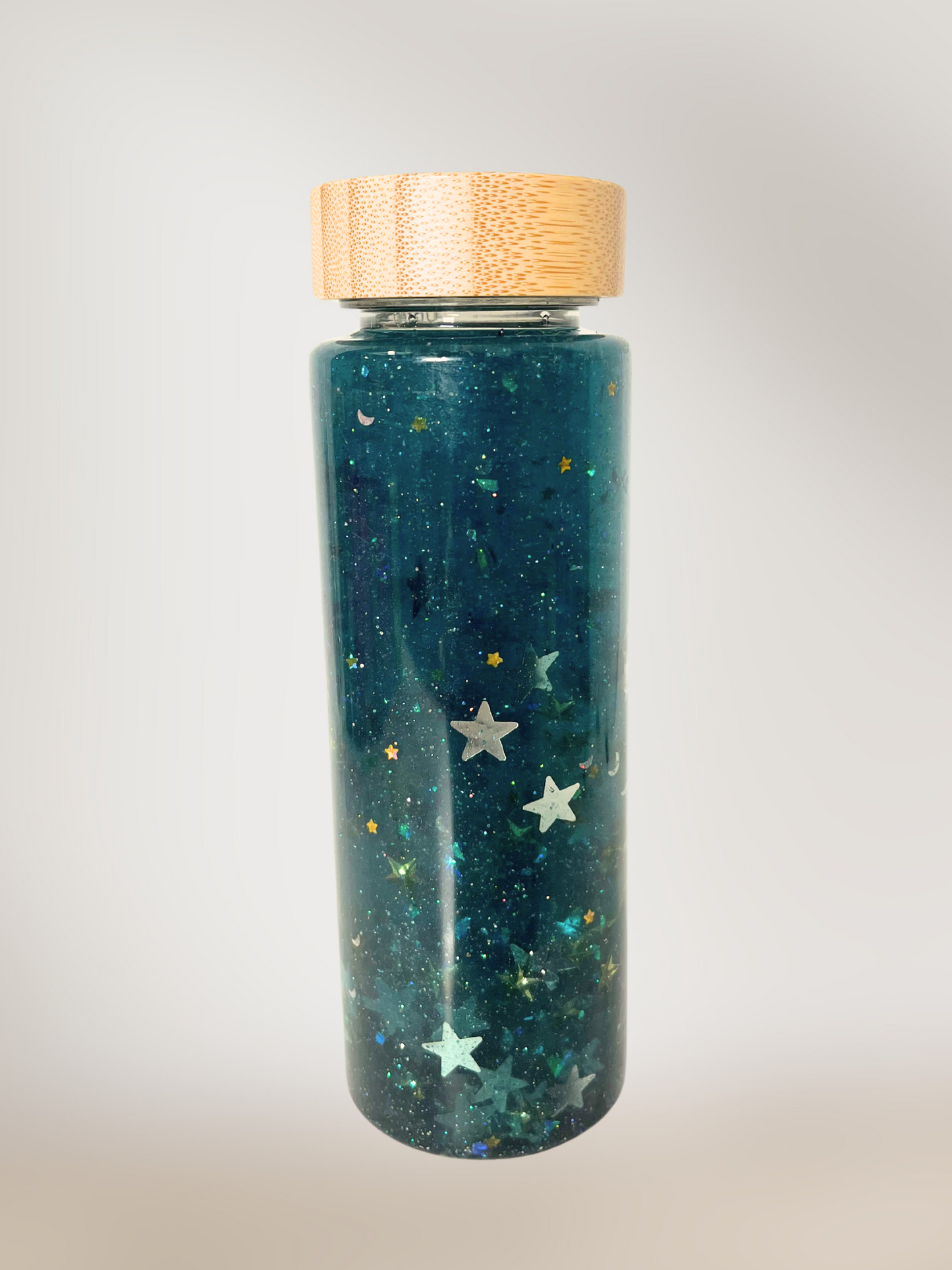 Starry Night Sensory Shaker – Calming Glitter Bottle for Kids | Montessori-Inspired Fidget Toy with Bamboo Lid