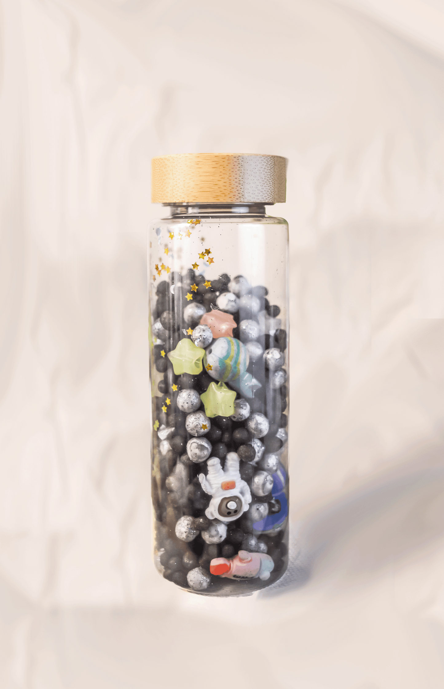 Galaxy Stars Sensory Shaker Discovery bottle | Montessori fidget Bamboo Bottle