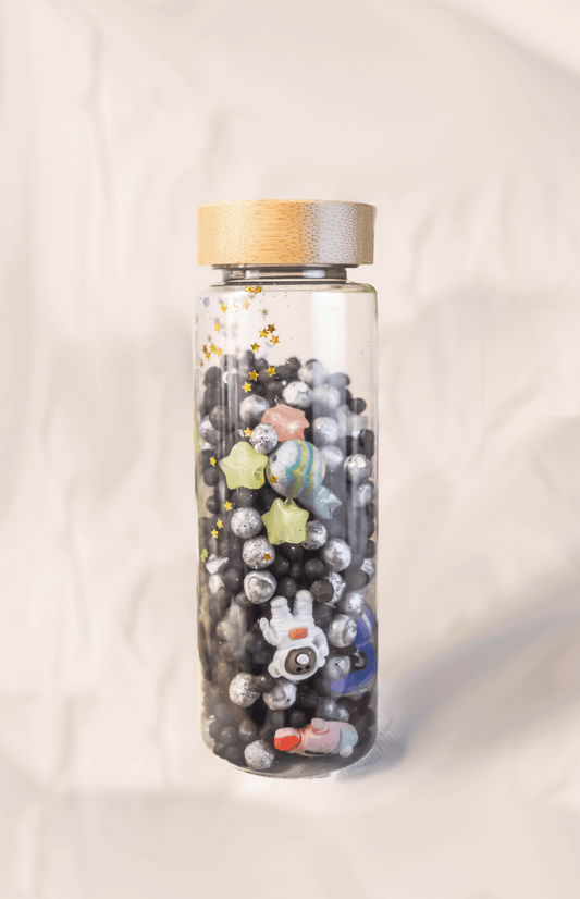 Galaxy Stars Sensory Shaker Discovery bottle | Montessori fidget Bamboo Bottle